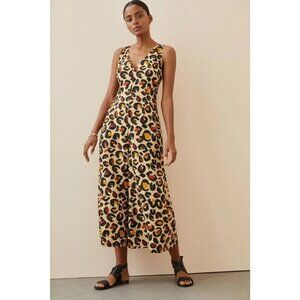 FARM Rio Leopard Print Jumpsuit - Black, Orange, Yellow